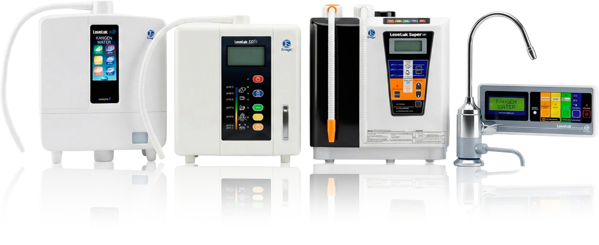 Enagic Kangen Water ionizer machines lineup including K8 and SD501 models